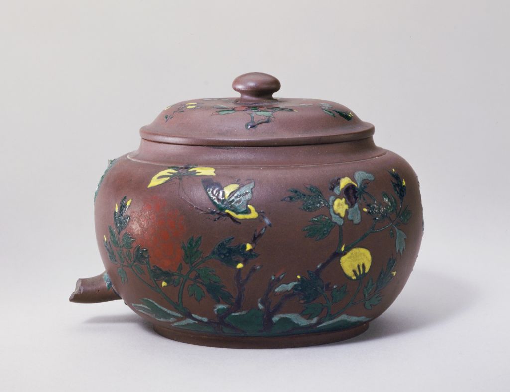 图片[1]-Yixing kiln “Shao Bangyou” purple enamel color pot-China Archive